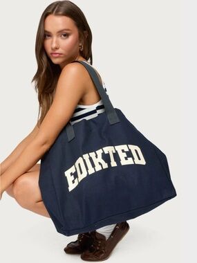 Edikted Navy Tote Bag with Logo